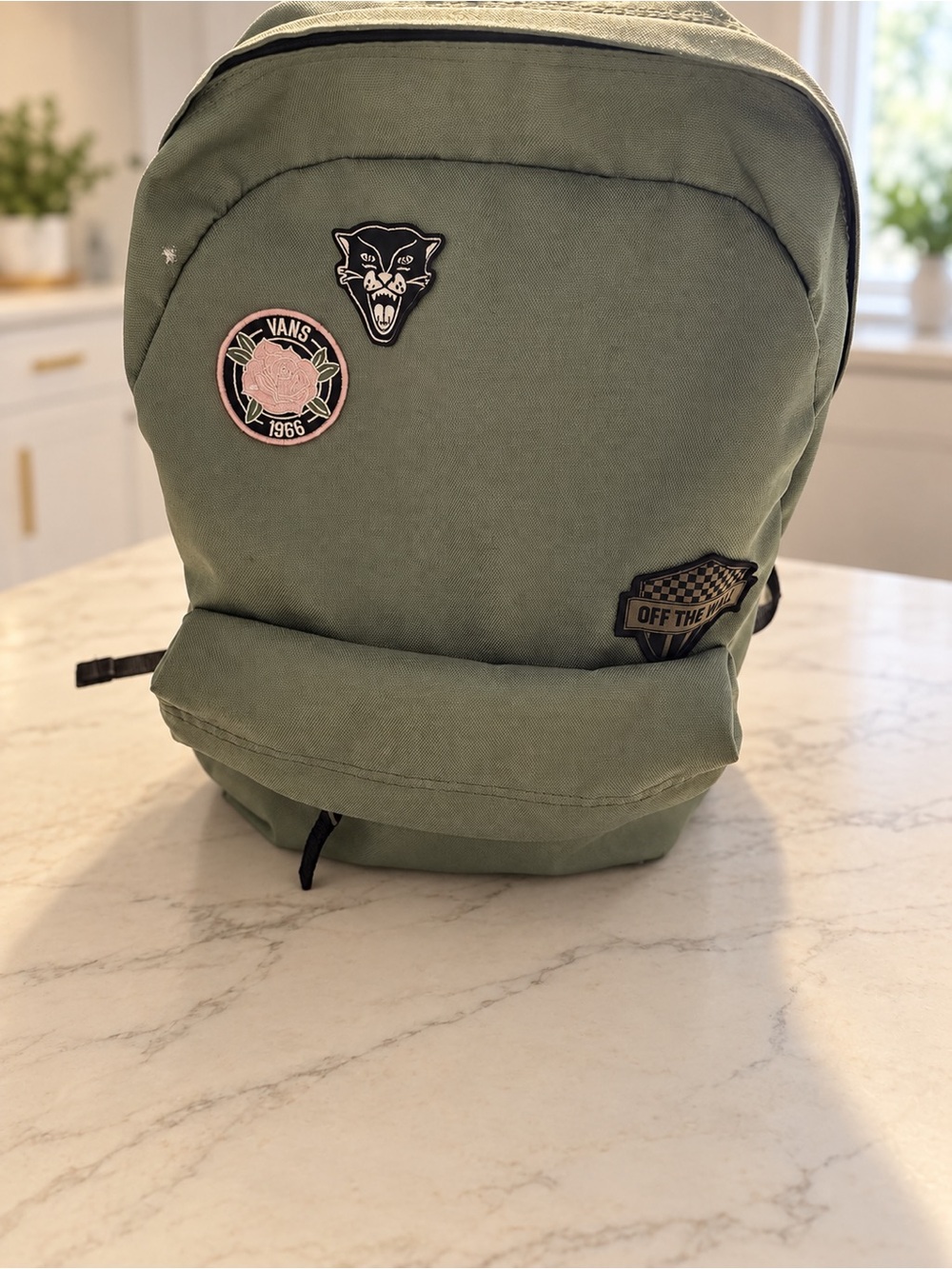 Vans Realm Classic Olive Green Patch Backpack NWOT
